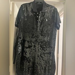 RARE AUTHENTIC Ralph Lauren Polo Black Sequin Tshirt dress